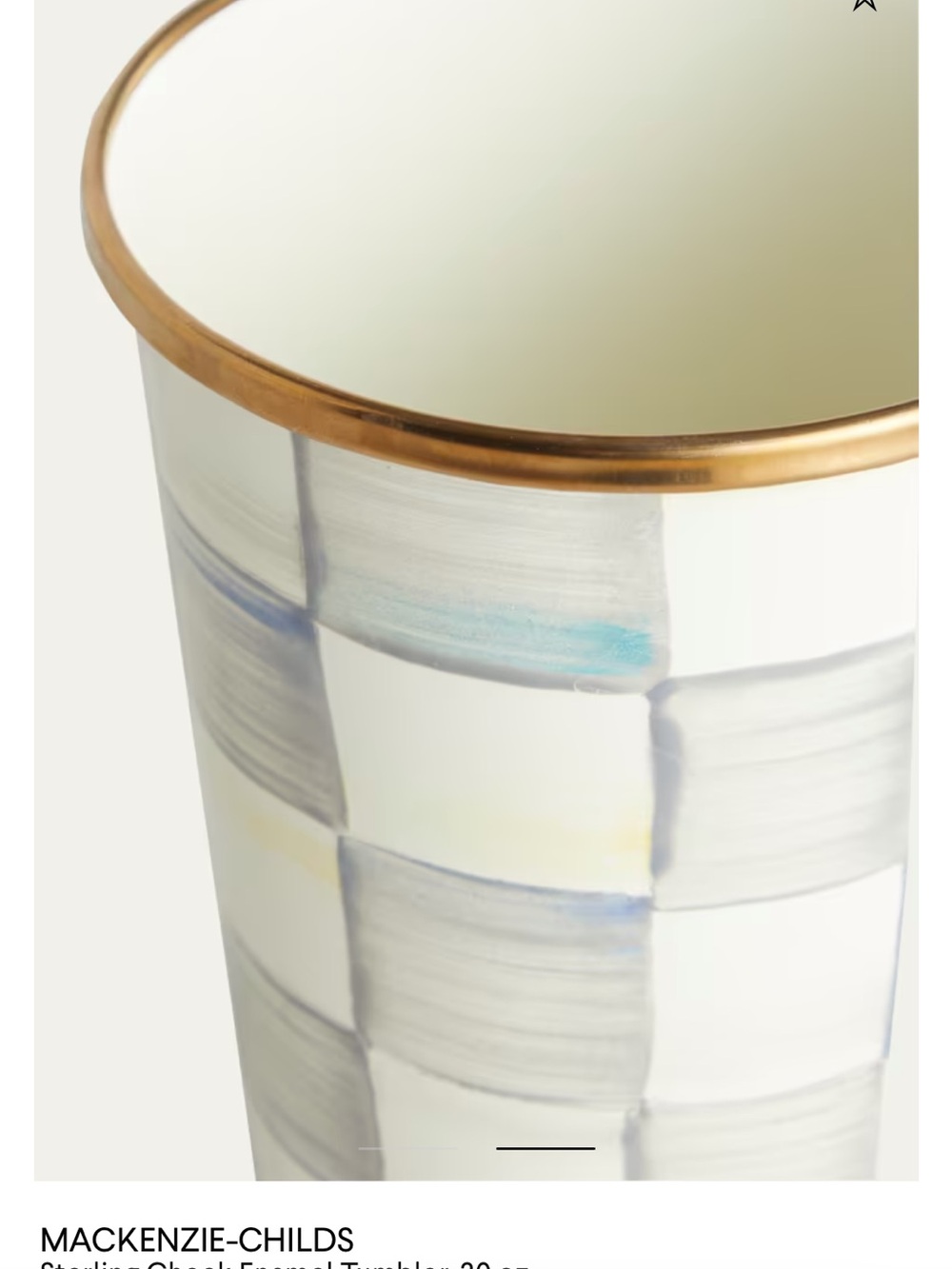 MacKenzie-Childs Cream Sterling Check Enamel Tumbler 20 oz NWT - Picture 2 of 7